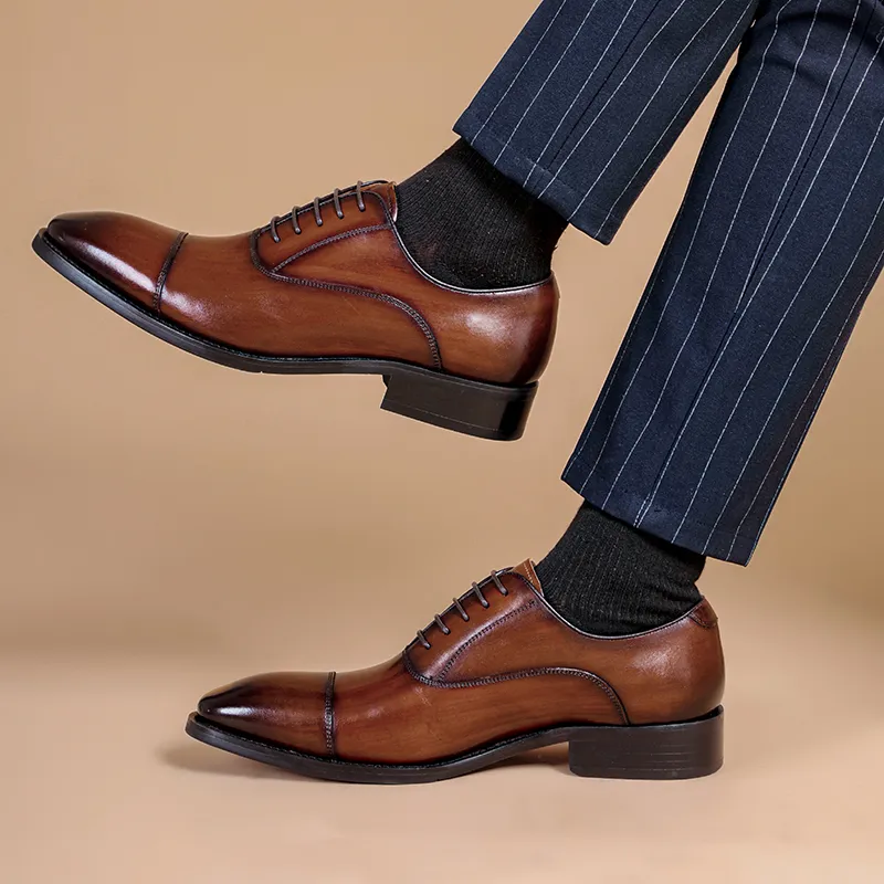 XIAOTOULANG Dress Shoes Men Low Top Black/Brown-9
