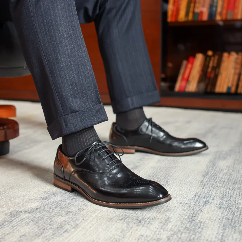XIAOTOULANG Dress Shoes Men Low Top Black/Brown-1