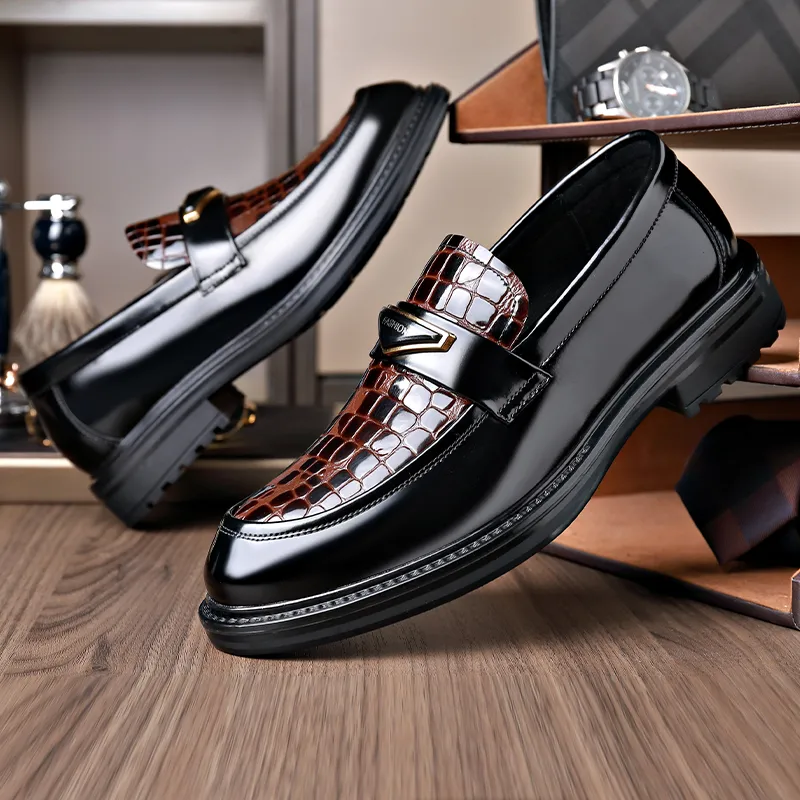 XIAOTOULANG Dress Shoes Men Low Top Black/Brown-16