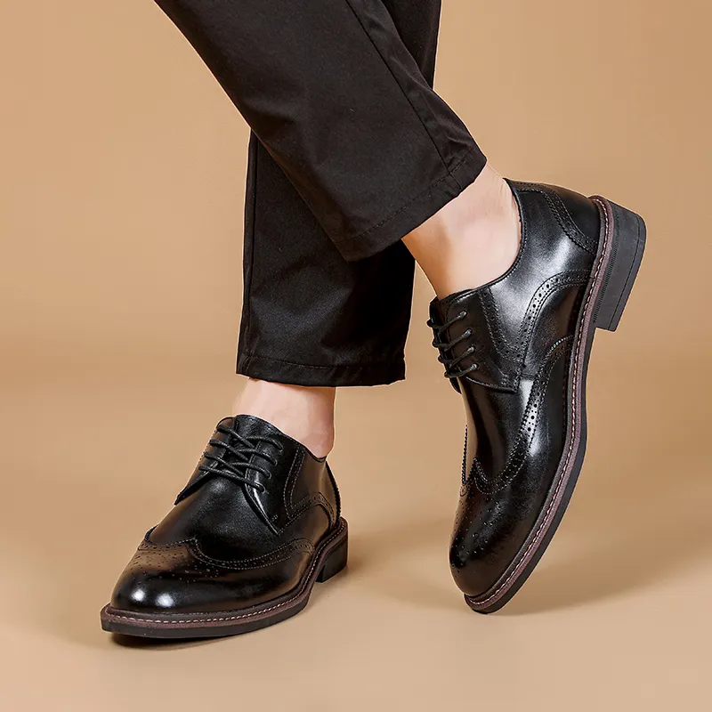 XIAOTOULANG Dress Shoes Men Low Top Black/Brown-8