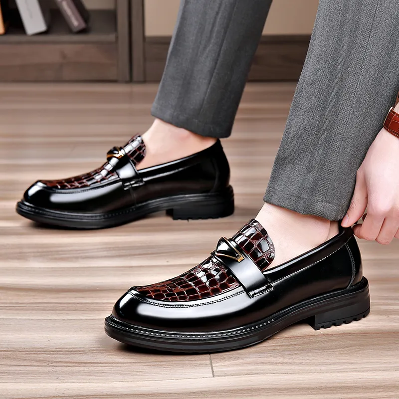 XIAOTOULANG Dress Shoes Men Low Top Black/Brown-17