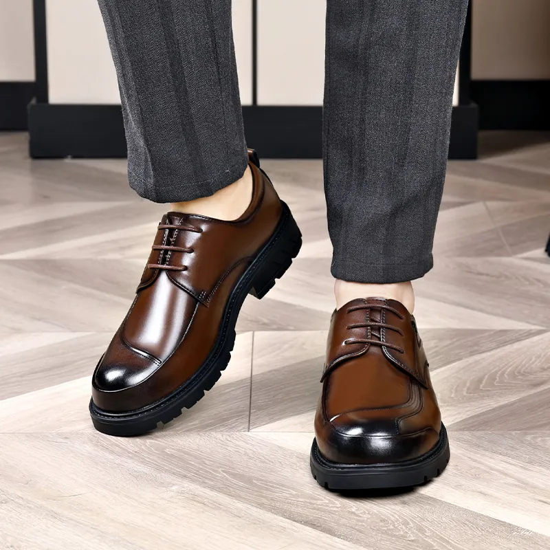 XIAOTOULANG Dress Shoes Men Low Top Black/Brown-14