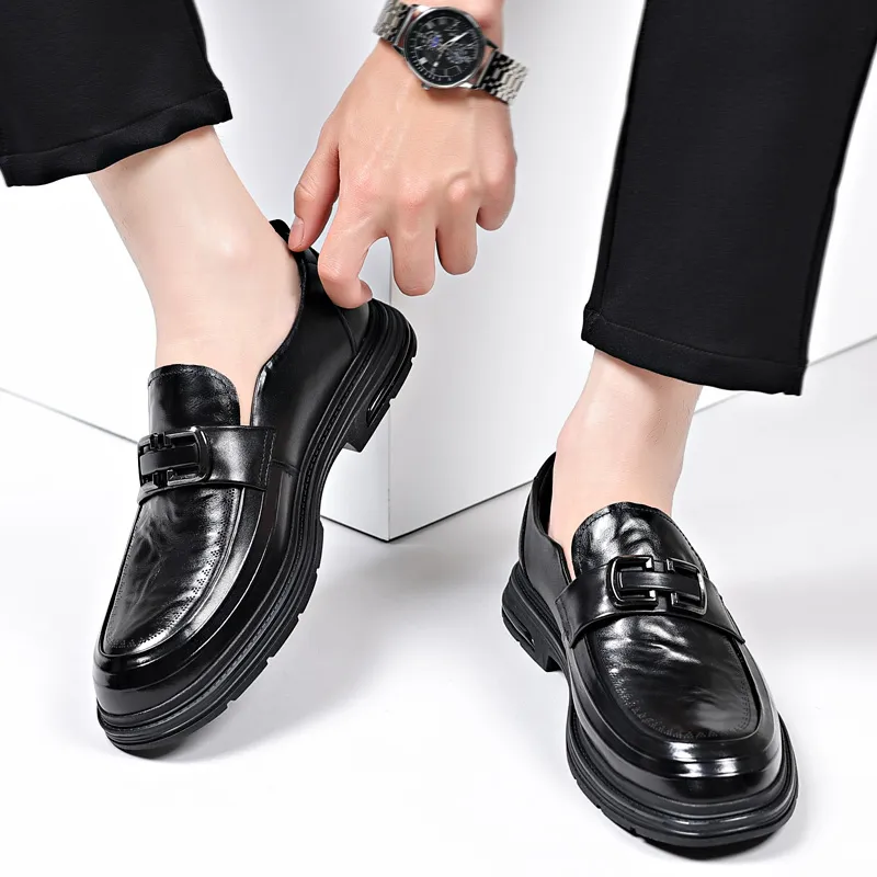 XIAOTOULANG Dress Shoes Men Low Top Black/Brown-5