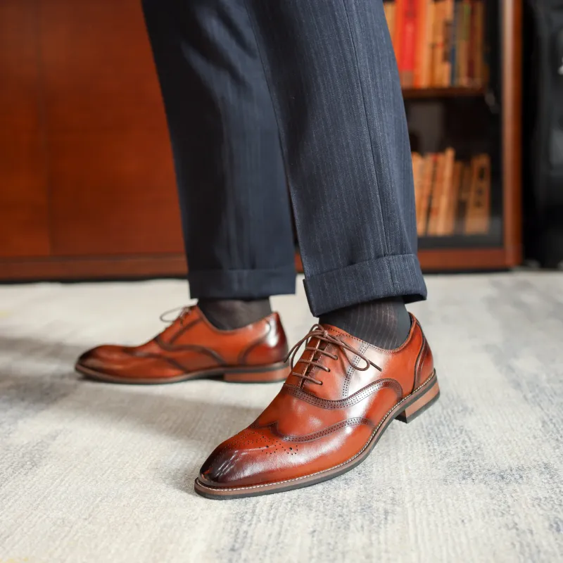 XIAOTOULANG Dress Shoes Men Low Top Black/Brown-6