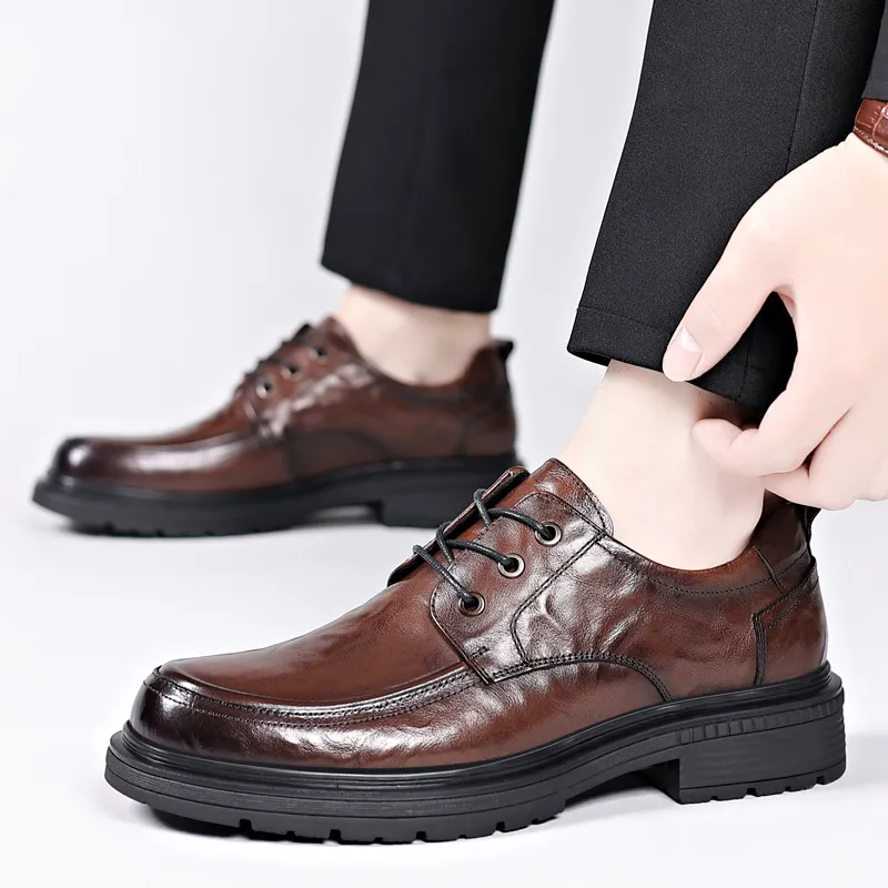 XIAOTOULANG Dress Shoes Men Low Top Black/Brown-15