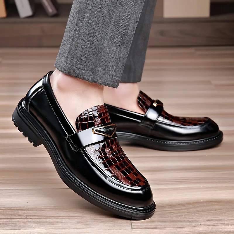 XIAOTOULANG Dress Shoes Men Low Top Black/Brown-19