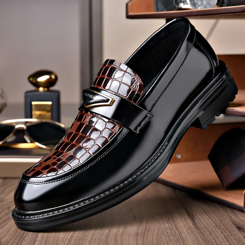 XIAOTOULANG Dress Shoes Men Low Top Black/Brown-15