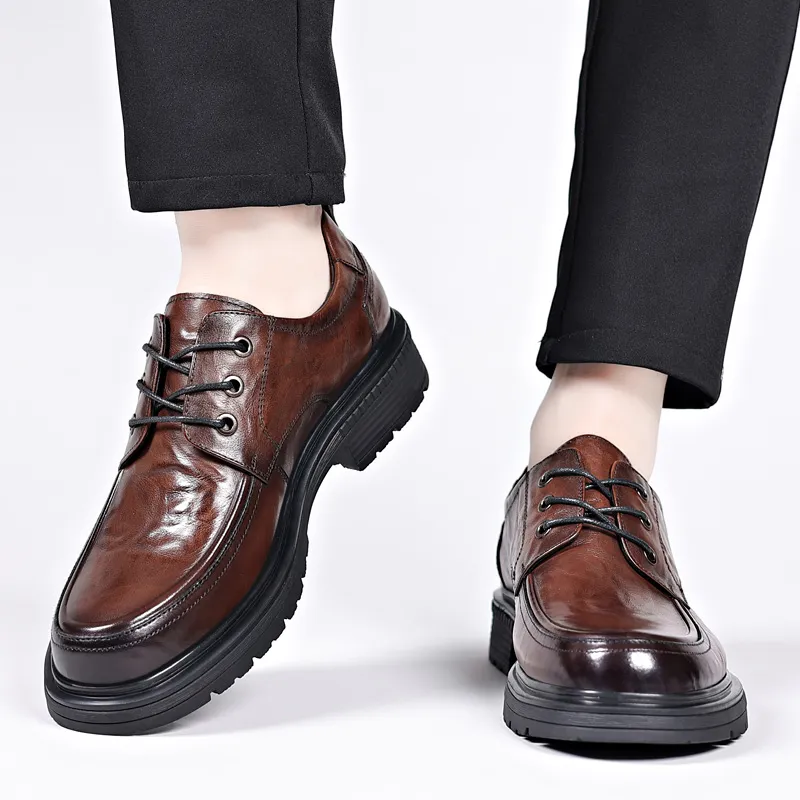 XIAOTOULANG Dress Shoes Men Low Top Black/Brown-16