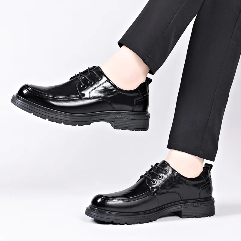 XIAOTOULANG Dress Shoes Men Low Top Black/Brown-5