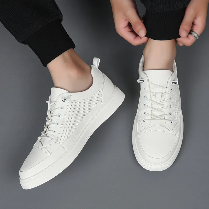XIAOTOULANG Breathable Low Top Skateboard Shoes Men's White-4