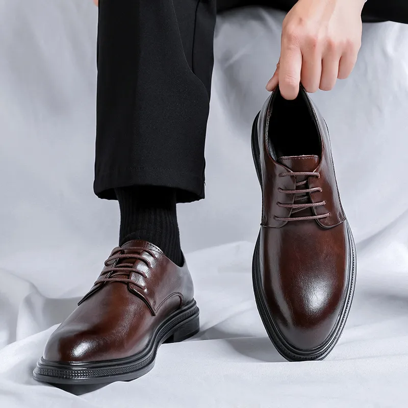 XIAOTOULANG Dress Shoes Men Low Top Black/Brown-17