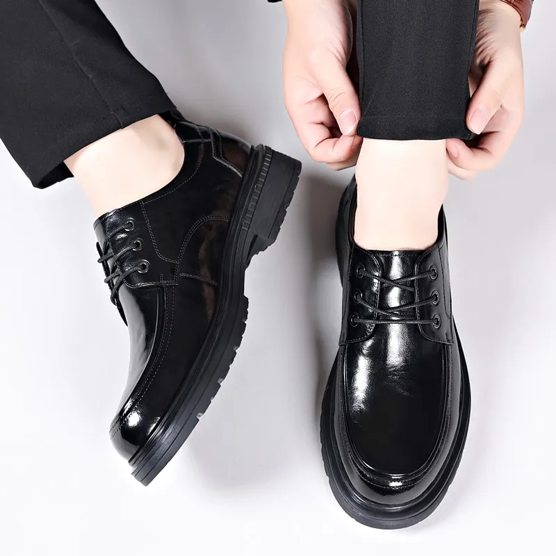 XIAOTOULANG Dress Shoes Men Low Top Black/Brown-6