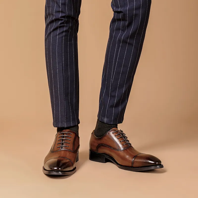 XIAOTOULANG Dress Shoes Men Low Top Black/Brown-7