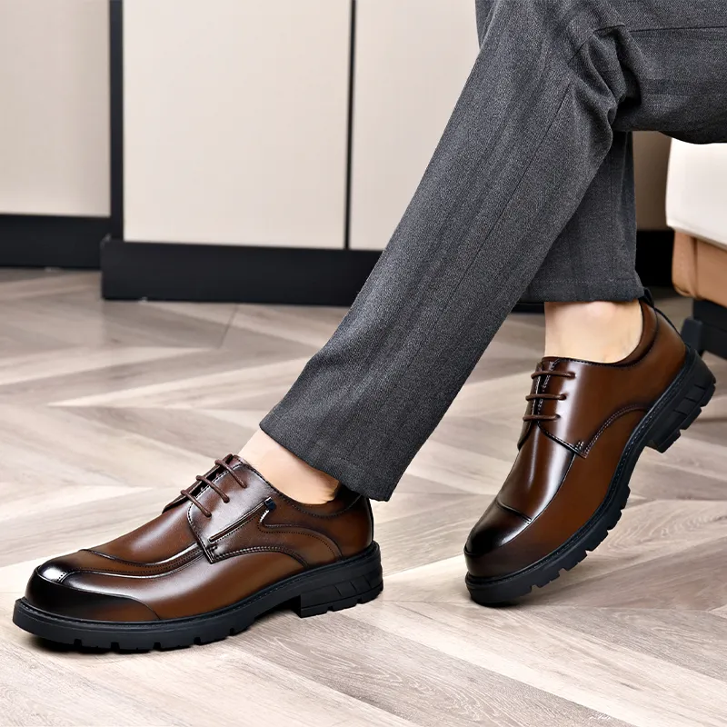 XIAOTOULANG Dress Shoes Men Low Top Black/Brown-17