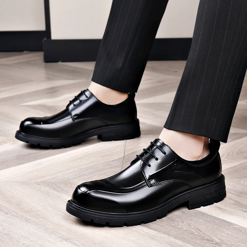 XIAOTOULANG Dress Shoes Men Low Top Black/Brown-7