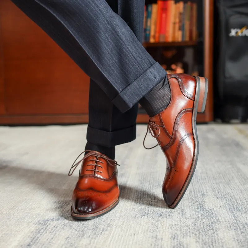 XIAOTOULANG Dress Shoes Men Low Top Black/Brown-8