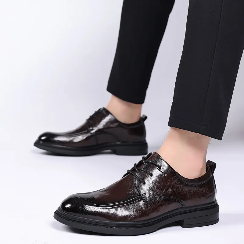 XIAOTOULANG Dress Shoes Men Low Top Black/Brown-7