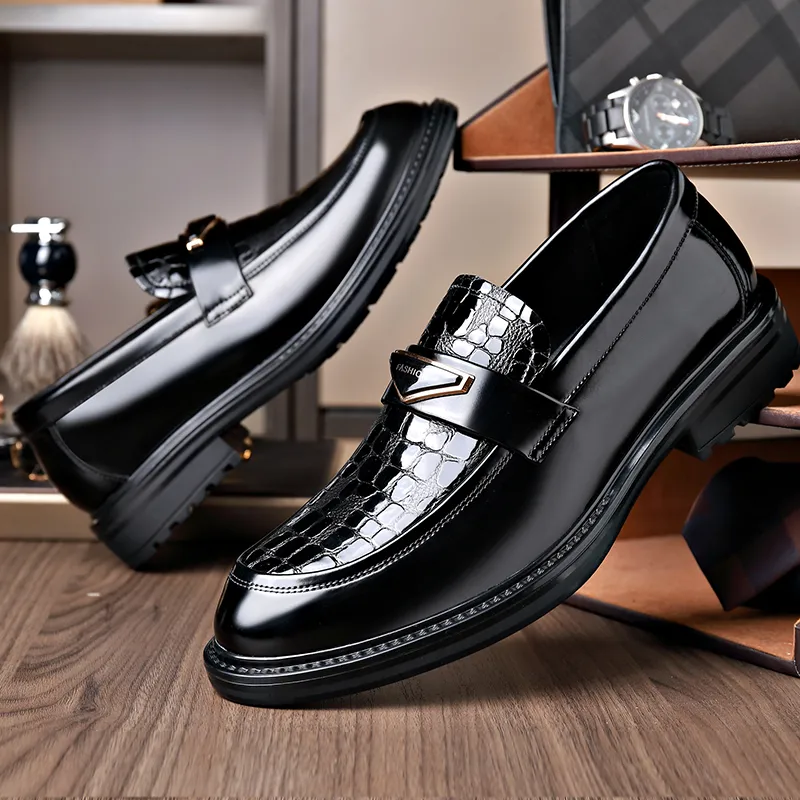 XIAOTOULANG Dress Shoes Men Low Top Black/Brown-6