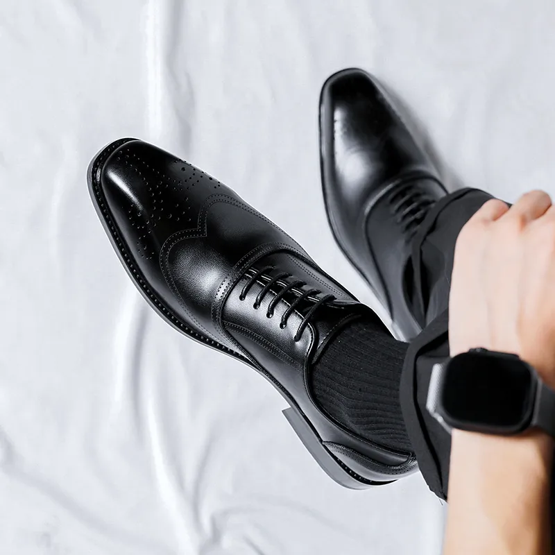 XIAOTOULANG Dress Shoes Men Low Top Black/Brown-9