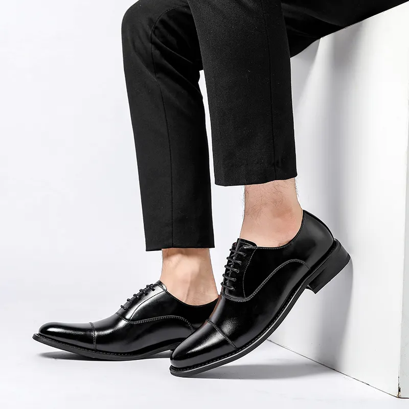 XIAOTOULANG Dress Shoes Men Low Top Black/Brown-1