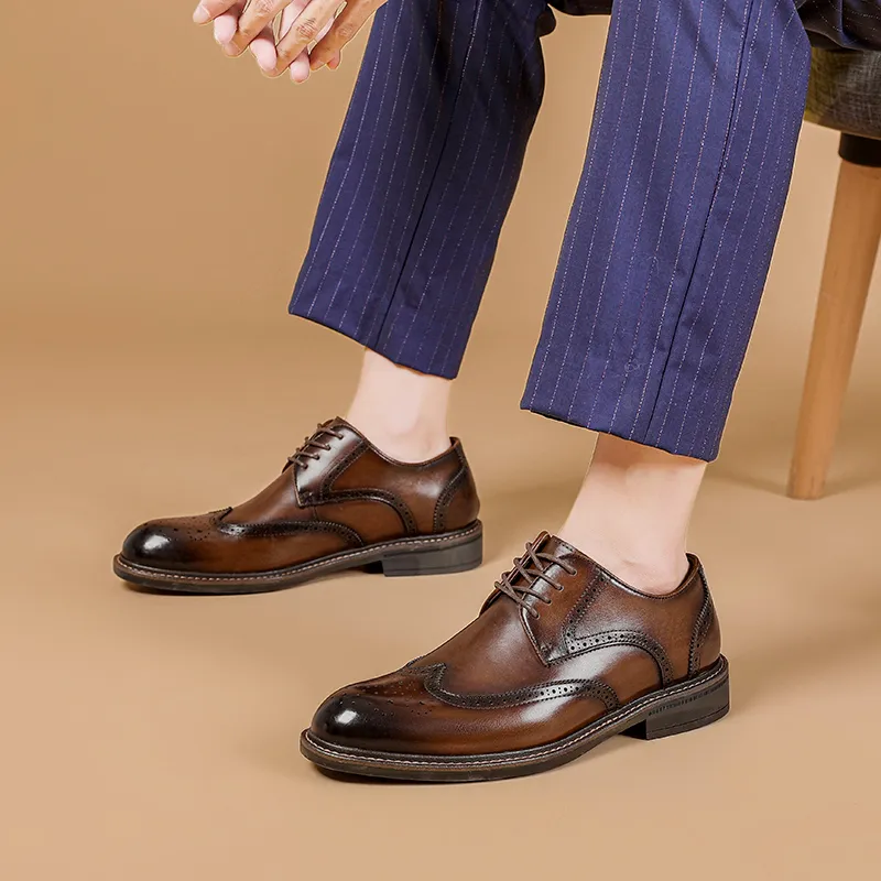 XIAOTOULANG Dress Shoes Men Low Top Black/Brown-3