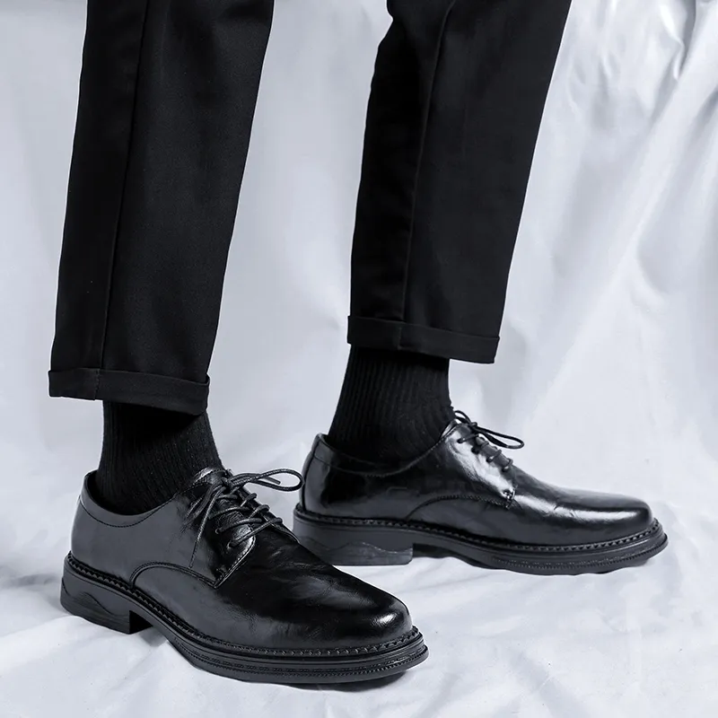 XIAOTOULANG Dress Shoes Men Low Top Black/Brown-8