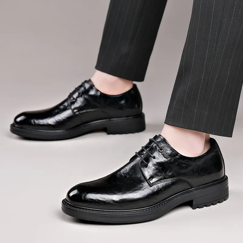XIAOTOULANG Dress Shoes Men Low Top Black-7