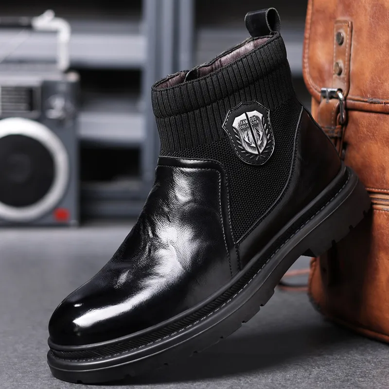 XIAOTOULANG Ankle Boots Men Black/Brown-3