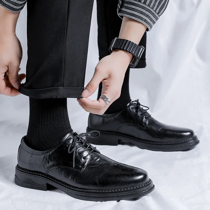 XIAOTOULANG Dress Shoes Men Low Top Black/Brown-7