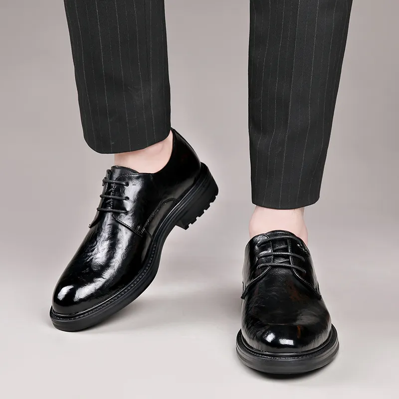 XIAOTOULANG Dress Shoes Men Low Top Black-6