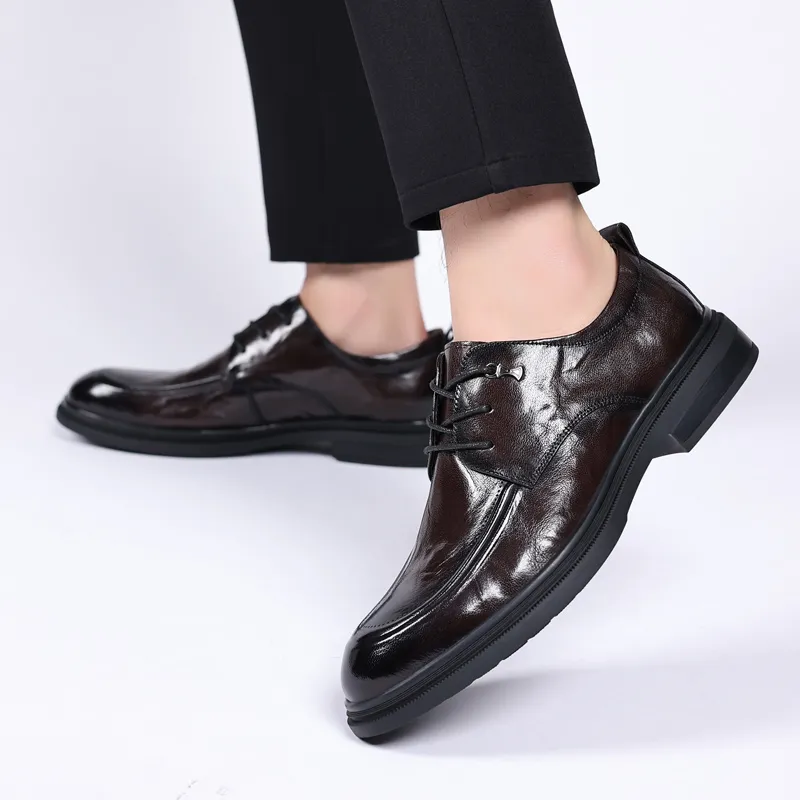 XIAOTOULANG Dress Shoes Men Low Top Black/Brown-6