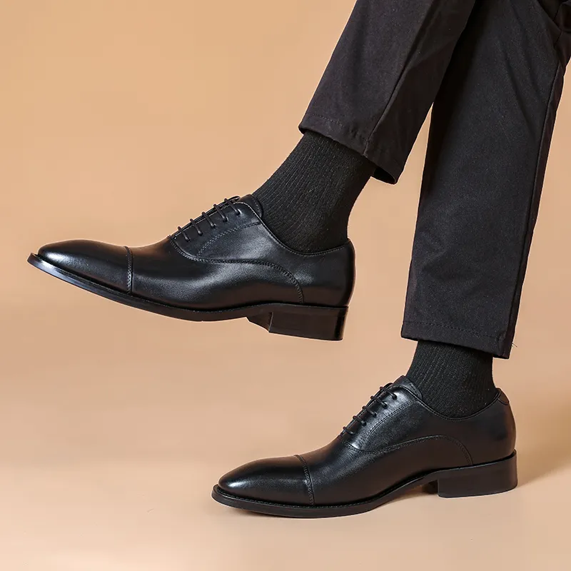 XIAOTOULANG Dress Shoes Men Low Top Black/Brown-3