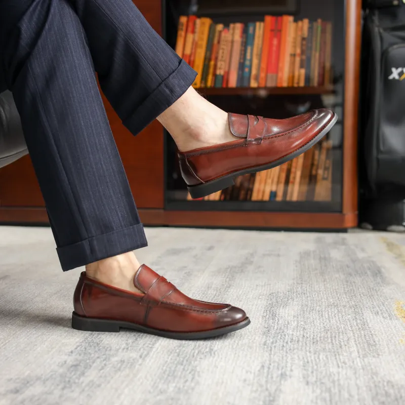 XIAOTOULANG Dress Shoes Men Low Top Black/Brown-2
