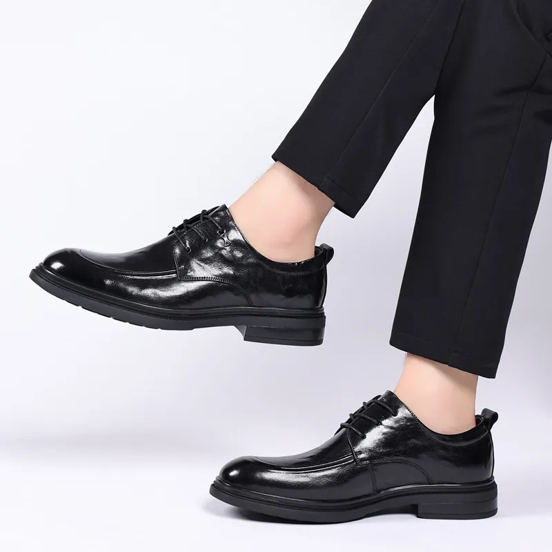 XIAOTOULANG Dress Shoes Men Low Top Black/Brown-4
