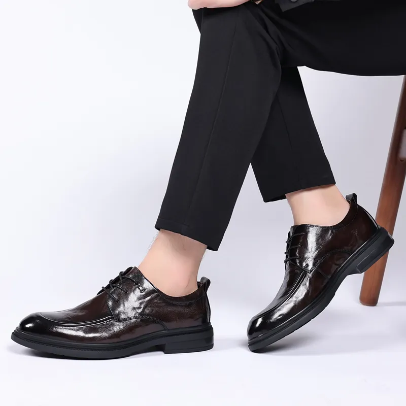 XIAOTOULANG Dress Shoes Men Low Top Black/Brown-8