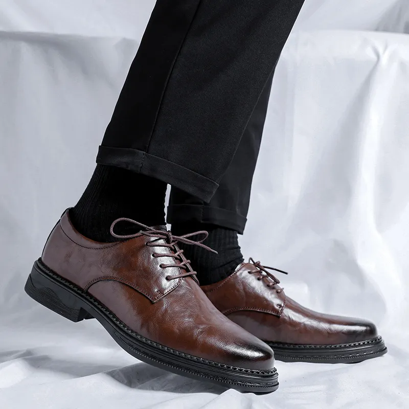 XIAOTOULANG Dress Shoes Men Low Top Black/Brown-15