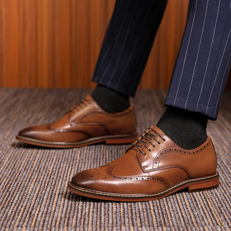 XIAOTOULANG Dress Shoes Men Low Top Black/Brown-9