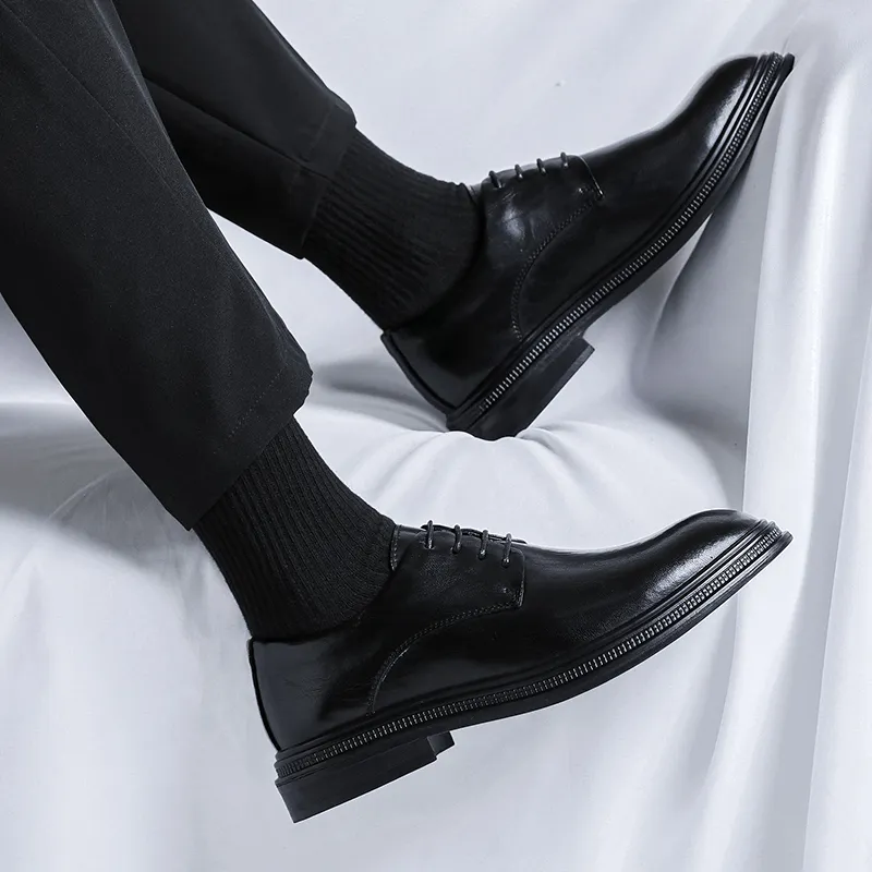 XIAOTOULANG Dress Shoes Men Low Top Black/Brown-7
