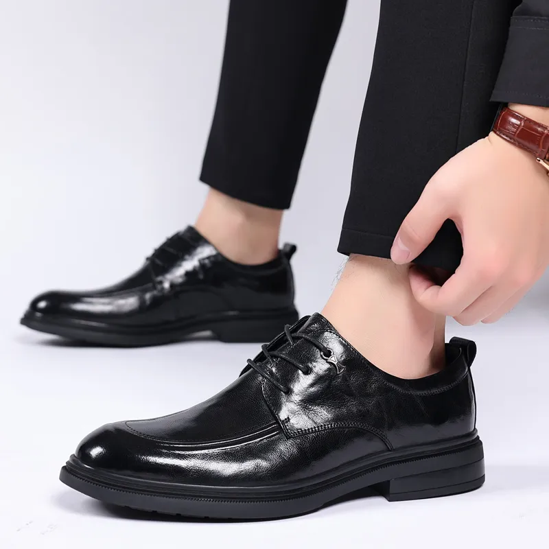 XIAOTOULANG Dress Shoes Men Low Top Black/Brown-3