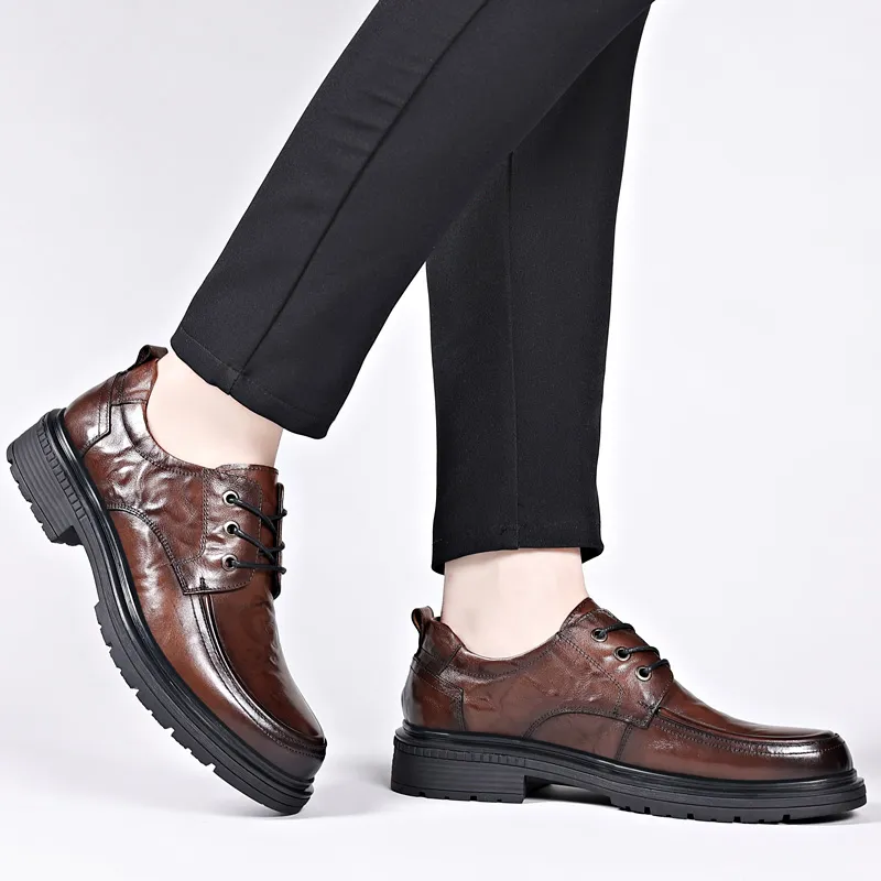 XIAOTOULANG Dress Shoes Men Low Top Black/Brown-14