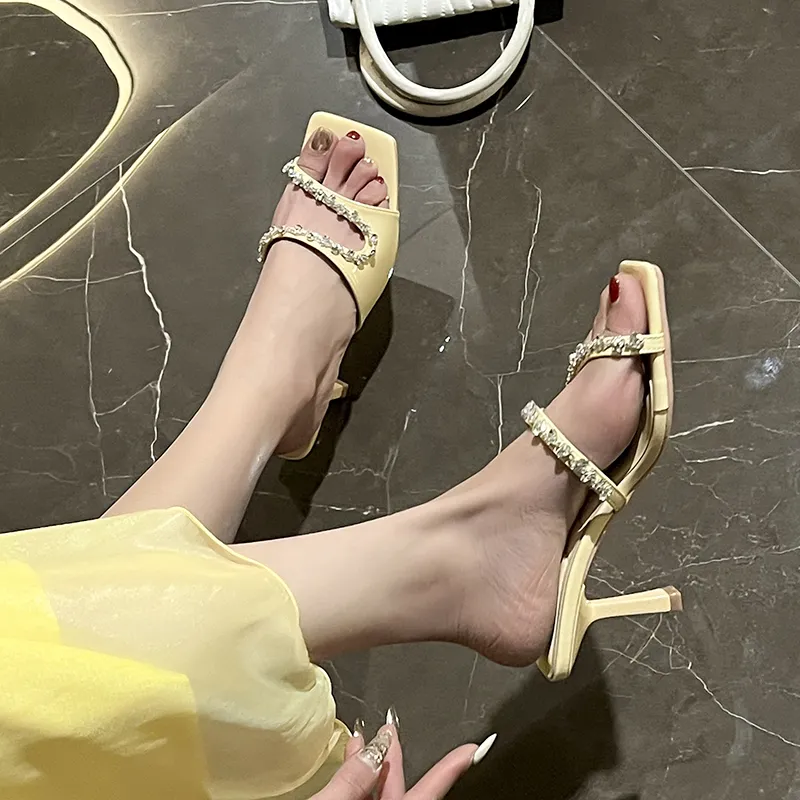 Beijiani Rubber Sole Rhinestone Slip Resistant Abrasion Resistant Slide Slippers Women's-4