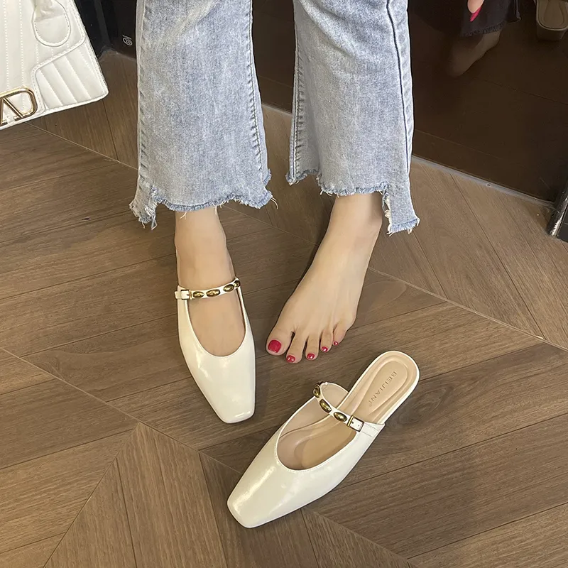 Beijiani Rubber Sole Abrasion Resistant Slip Resistant Closed Toe Slippers Women's-5