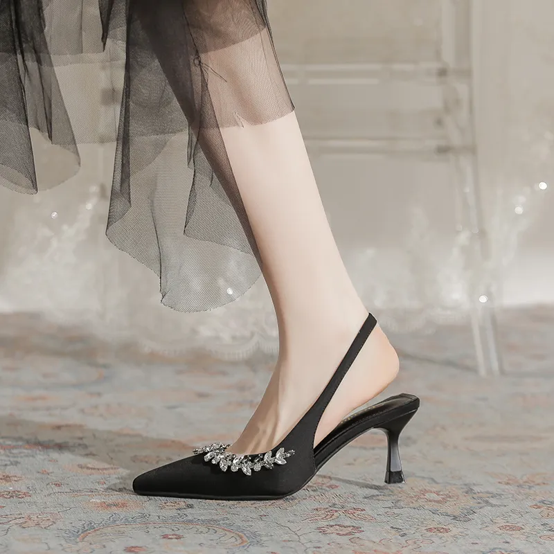 Beijiani Slim Heel High Heels 7CM Women's Black-2