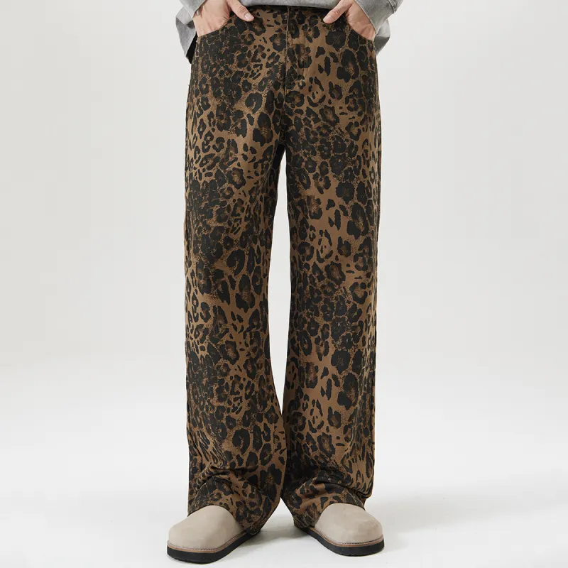 FISHGALAXY Jeans Unisex Leopard Print-5