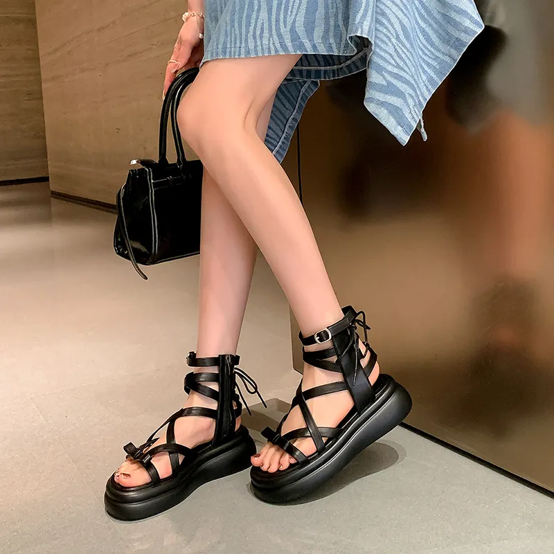 MIS. DANNY Roman Sandals 5.5cm Women's Black-3