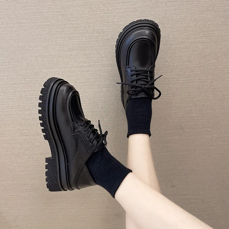 MIS. DANNY Small Leather Shoes In Soft Leather Casual Single Shoes Women's Black-1