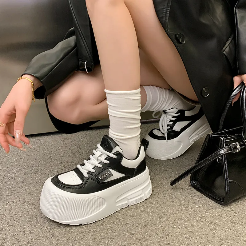 MIS. DANNY Slip Resistant Height Increasing Skateboard Shoes Women's Black-3