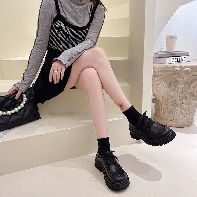 MIS. DANNY Small Leather Shoes In Soft Leather Casual Single Shoes Women's Black-3