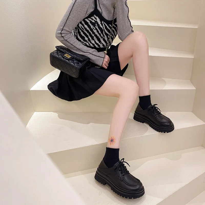 MIS. DANNY Small Leather Shoes In Soft Leather Casual Single Shoes Women's Black-4