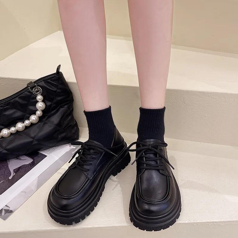 MIS. DANNY Small Leather Shoes In Soft Leather Casual Single Shoes Women's Black-2